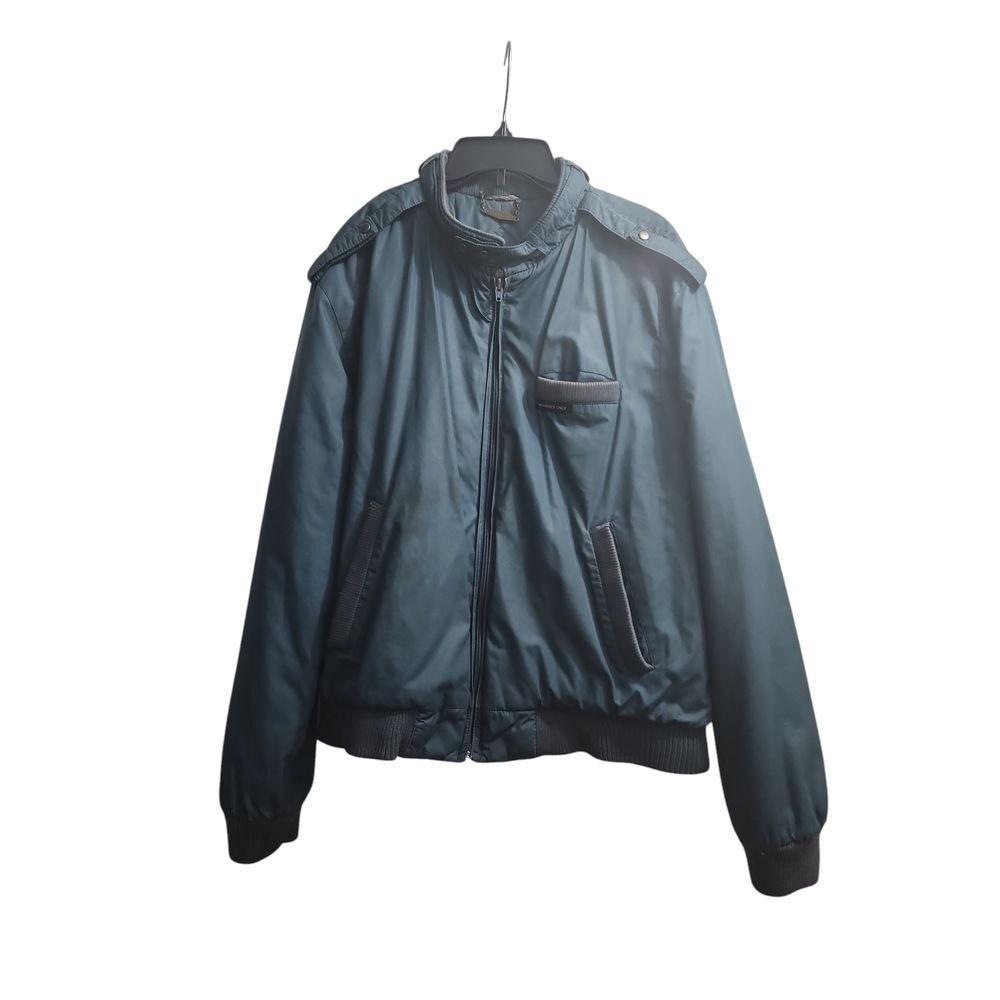 Vtg Members Only Classic Bomber Jacket Steel Blue Retro Zip-Up Outerwear Size 42